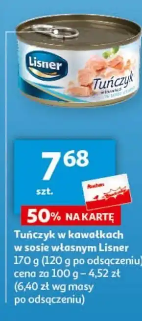 Auchan Lisner tuńczyk w kawałkach w sosie własnym 170 g oferta