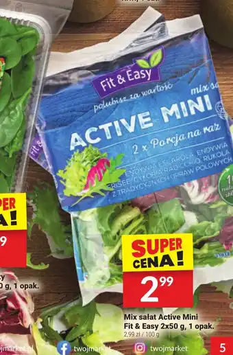 Twój Market Mix sałat Active Mini Fit & Easy 2x50 g oferta