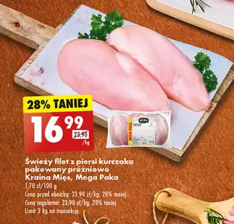 Biedronka Świeży filet z piersi kurczaka pakowany próżniowo Kraina Mięs, Mega Paka 1 kg oferta