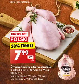 Biedronka Świeża tuszka z kurczaka bez podrobów kl. A Kraina Mięs 1 kg oferta