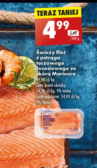 Biedronka Świeży filet z pstrąga tęczowego łososiowego ze skórą Marinero 100 g oferta