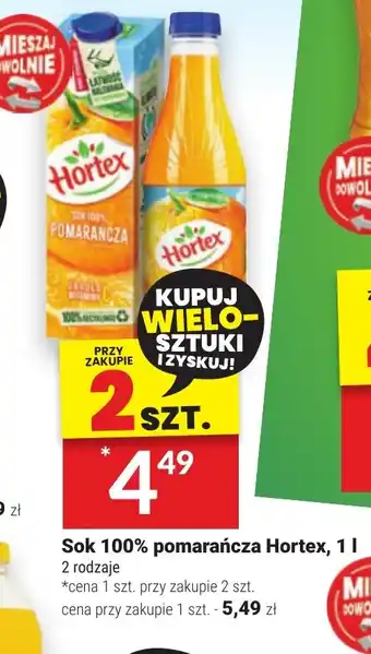 Twój Market Sok 100% pomarańcza Hortex 1l oferta