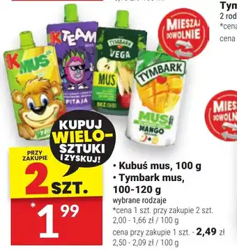 Twój Market Kubuś mus 100g/Tymbark mus 100-120g oferta