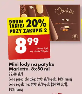 Biedronka Mini lody na patyku Marletto, 8x50 ml oferta