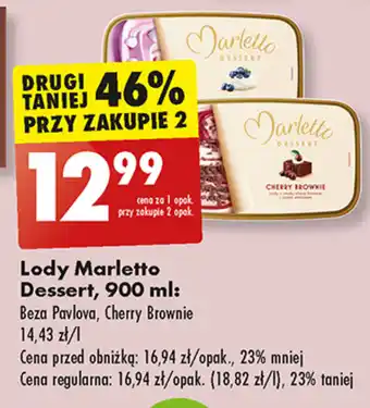 Biedronka Lody Marletto Dessert, 900 ml oferta