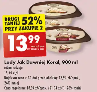 Biedronka Lody Jak Dawniej Koral, 900 ml oferta