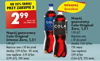 Biedronka Napój gazowany Cola Original Zero, 1,5 l oferta
