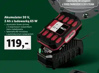 Lidl PARKSIDE Akumulator 20 V, 2 Ah z ładowarką 65 W oferta