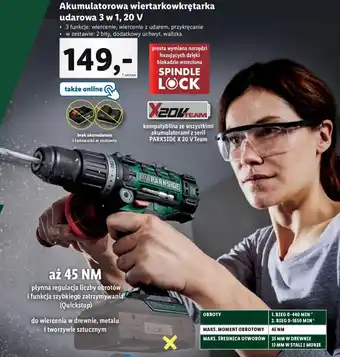 Lidl Akumulatorowa wiertarkowkrętarka udarowa 3 w 1, 20 V oferta