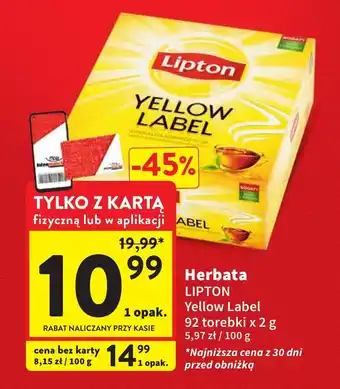 Intermarche Herbata Lipton 92 torebki x 2g oferta