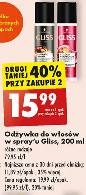 Biedronka Odżywka do włosów Odżywka do włosów Gliss, 200 ml oferta