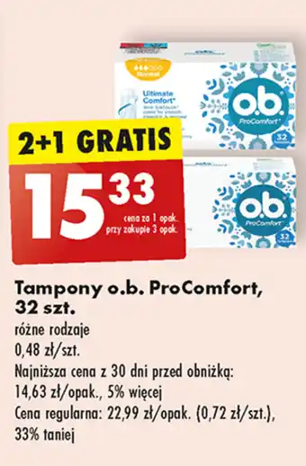 Biedronka Tampony o.b. Pro Comfort, 32 szt. oferta