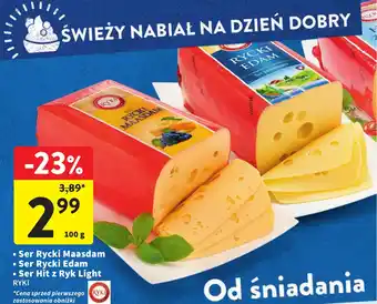 Intermarche Ser Rycki Maasdam/Ser Rycki Edam /Ser Hit z Ryk Light RYKI 100g oferta