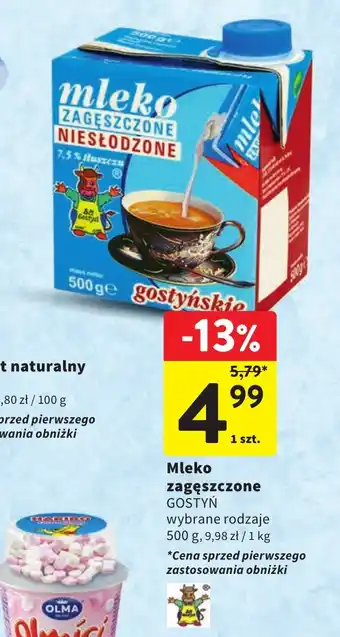 Intermarche Mleko zagęszczone GOSTYŃ 500 g oferta
