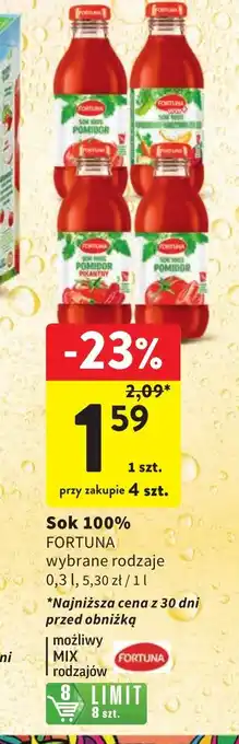 Intermarche Sok 100% FORTUNA 0,3l oferta