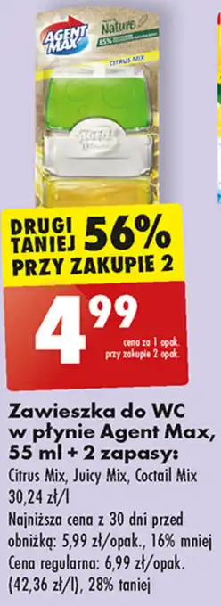 Biedronka Zawieszka do WC w płynie Agent Max, 55 ml +2 zapasy oferta