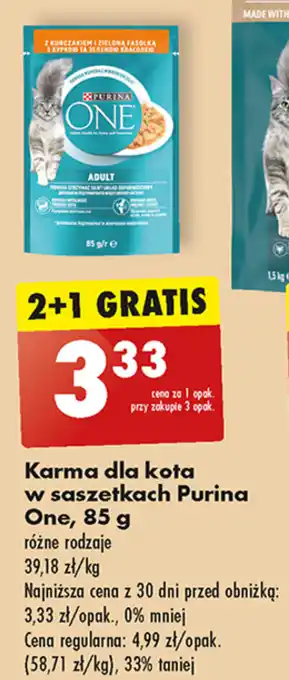 Biedronka Karma dla kota w saszetkach Purina One, 85 g oferta