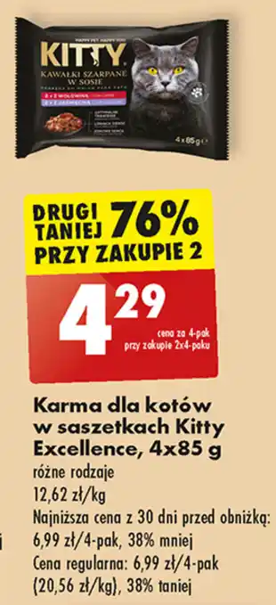 Biedronka Karma dla kotów w saszetkach Kitty Excellence, 4x85 g oferta