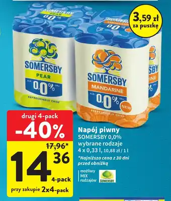 Intermarche Napój piwny SOMERSBY 0,0%, 4 x 0,33 l oferta