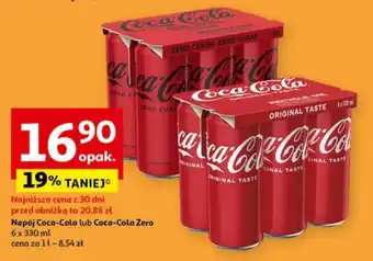 Auchan Napój Coca-Cola lub Coca-Cola Zero 6 x 330 ml oferta