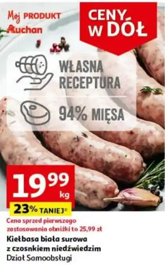 Auchan Kiełbasa biała surowa z czosnkiem niedźwiedzim 1 kg oferta