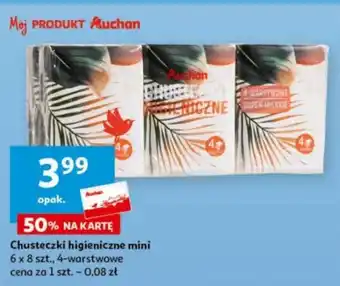 Auchan Chusteczki higieniczne mini 6 x 8 szt. oferta