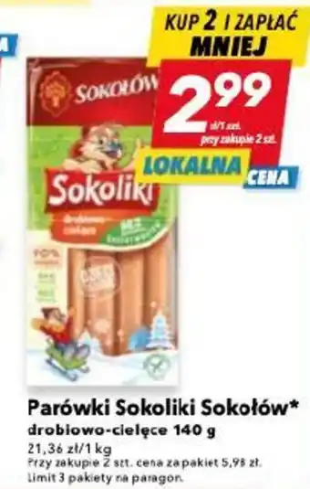 Lewiatan Parówki Sokoliki Sokołów 140 g oferta