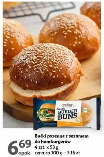 Auchan Bułki pszenne z sezamem do hamburgerów 4 szt. x 53 g oferta