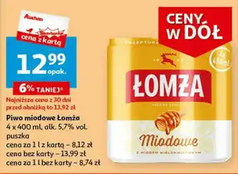Auchan Piwo miodowe Łomża 4 x 400 ml oferta
