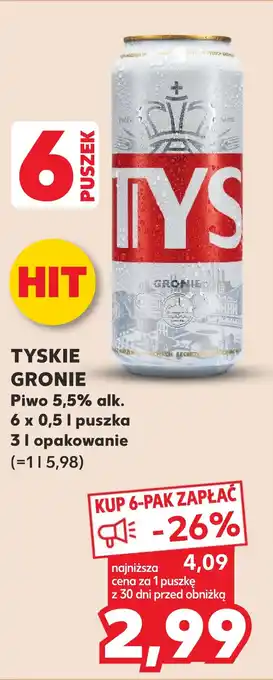 Kaufland TYSKIE GRONIE Piwo 0,5 l oferta