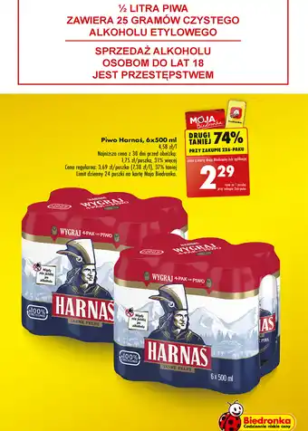 Biedronka Piwo Harnaś, 6x500 ml oferta