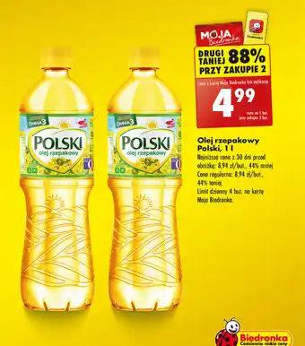Biedronka Olej rzepakowy Polski, 1 l oferta