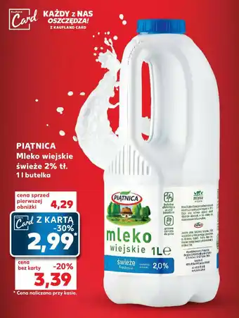 Kaufland PIĄTNICA Mleko wiejskie świeże 2% tł. 1 l oferta