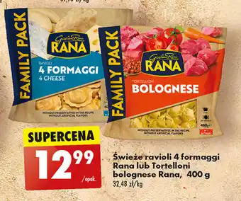Biedronka Świeże ravioli 4 formaggi Rana lub Tortelloni bolognese Rana, 400 g oferta
