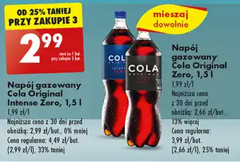 Biedronka Napój gazowany Cola Original Zero, 1,5 l oferta