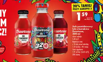 Biedronka Sok pomidorowy lub z buraków Dawtona, 300 ml oferta