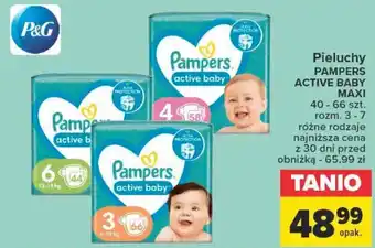 Carrefour P&G Pieluchy PAMPERS ACTIVE BABY MAXI 40-66szt. oferta