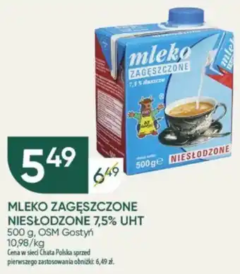 Chata Polska OSM Gostyń MLEKO ZAGĘSZCZONE NIESŁODZONE 7,5% UHT oferta