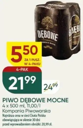 Chata Polska Kompania Piwowarska PIWO DĘBOWE MOCNE 4 x 500 ml oferta