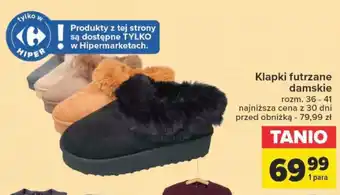 Carrefour Klapki futrzane damskie oferta