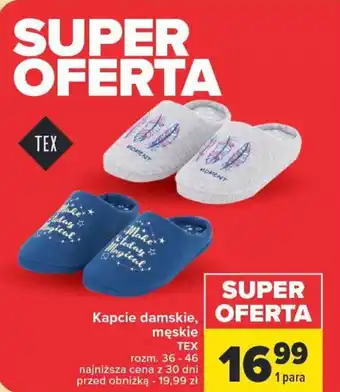 Carrefour Kapcie damskie, męskie TEX oferta