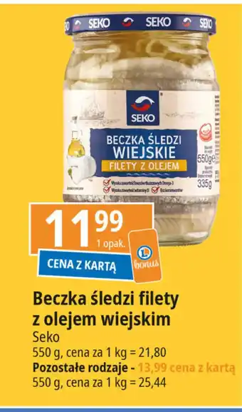 E.Leclerc Beczka śledzi filety z olejem wiejskim 550 g oferta