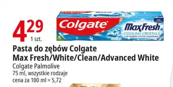 E.Leclerc Pasta do zębów Colgate Max Fresh/White/Clean/Advanced White 75 ml oferta