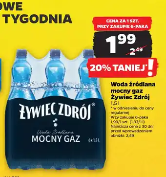 Netto Woda źródlana mocny gaz Żywiec Zdrój oferta