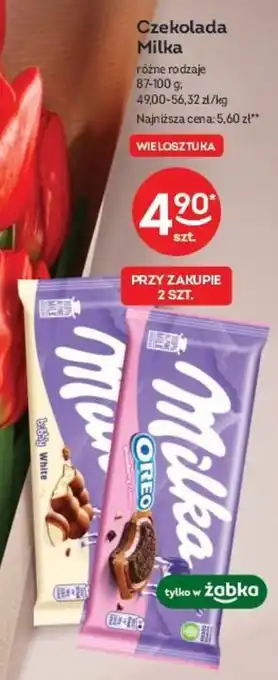 Żabka Czekolada Milka 87-100 g oferta