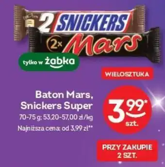 Żabka Baton Mars, Snickers Super 70-75 g oferta