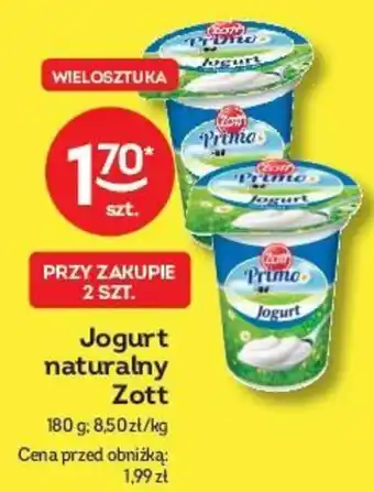 Żabka Jogurt naturalny Zott 180 g oferta