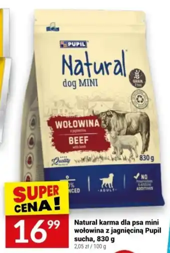 Twój Market Natural karma dla psa mini wołowina z jagnięciną Pupil sucha, 830 g oferta