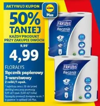 Lidl FLORALYS Ręcznik papierowy 3-warstwowy 2 rolki oferta