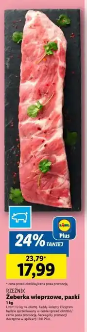 Lidl RZEŹNIK Żeberka wieprzowe, paski 1 kg oferta